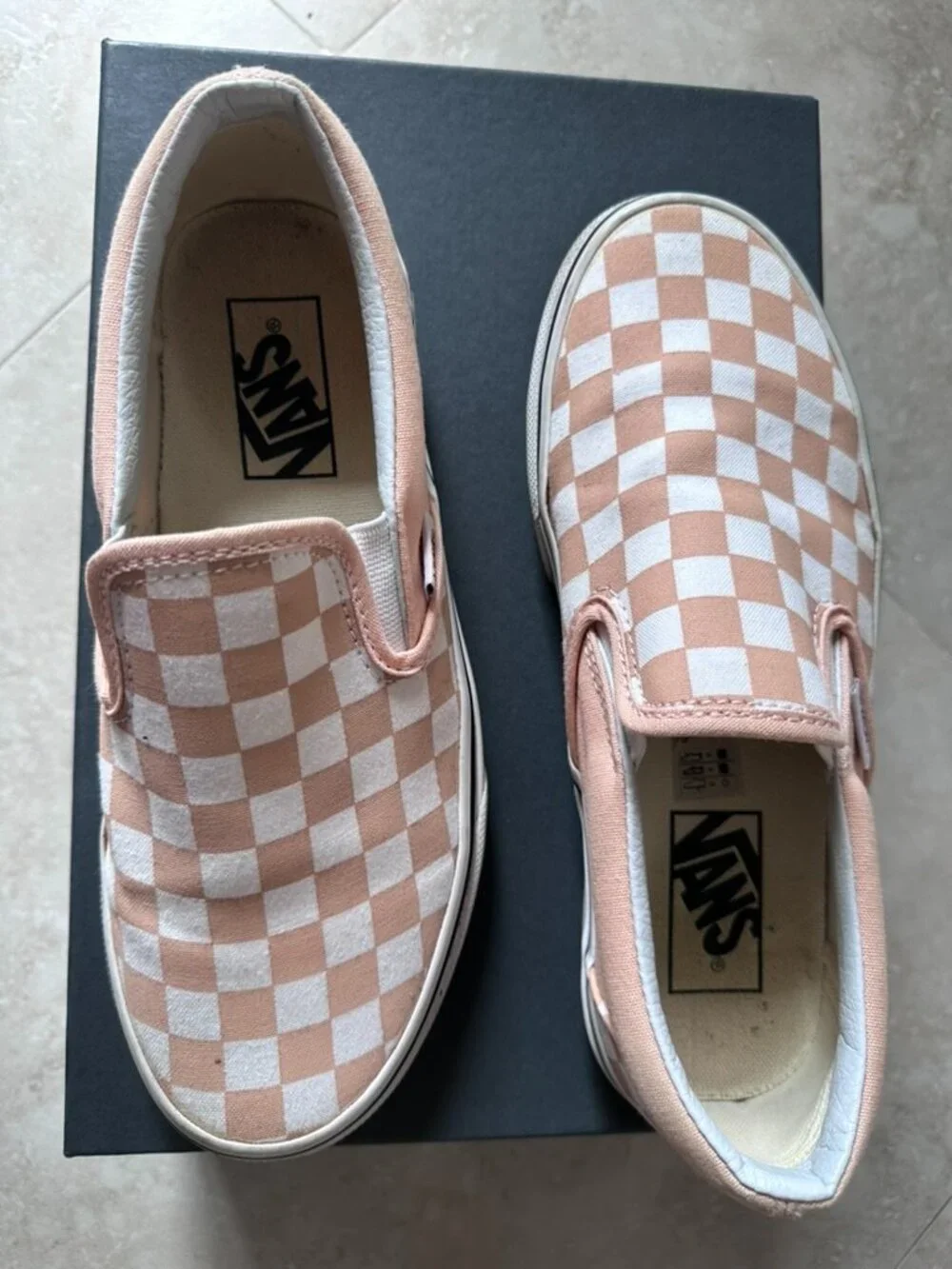 Vans Classic Slip-On Checkerboard Peach Womens